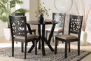 Gerhardine Modern Beige Fabric and Dark Brown 5-Piece Dining Set Baxton