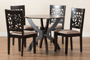 Linus Modern Beige Fabric and Dark Brown 5-Piece Dining Set Baxton