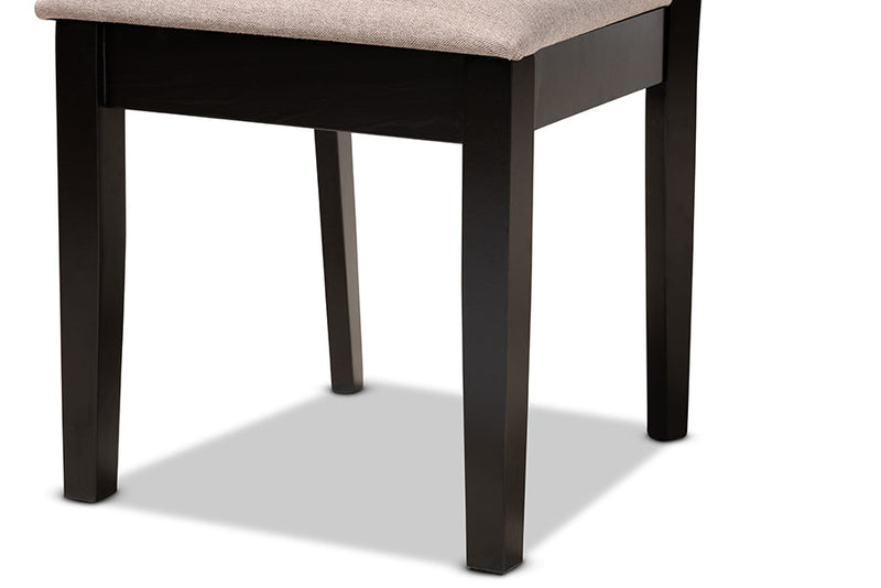 Rockwell Sand Fabric Upholstered and Espresso Brown 4Pc Dining Chair Set Baxton