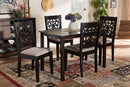 Rockwell Sand Fabric Upholstered and Espresso Brown 5-Piece Dining Set Baxton