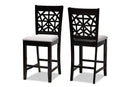 Helsa Gray Fabric Espresso Brown 2Pc Counter Height Pub Chair Set Baxton