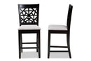 Helsa Gray Fabric Espresso Brown 2Pc Counter Height Pub Chair Set Baxton