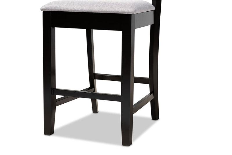 Helsa Gray Fabric Espresso Brown 2Pc Counter Height Pub Chair Set Baxton