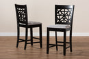 Helsa Gray Fabric Espresso Brown 2Pc Counter Height Pub Chair Set Baxton