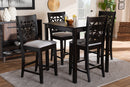 Helsa Gray Fabric Upholstered and Espresso Brown 5-Piece Pub Dining Set Baxton