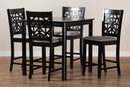 Helsa Gray Fabric Upholstered and Espresso Brown 5-Piece Pub Dining Set Baxton
