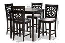 Helsa Gray Fabric Upholstered and Espresso Brown 5-Piece Pub Dining Set Baxton