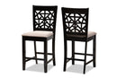 Helsa Sand Fabric Espresso Brown 2Pc Counter Height Pub Chair Set Baxton