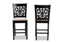 Helsa Sand Fabric Espresso Brown 2Pc Counter Height Pub Chair Set Baxton