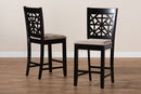 Helsa Sand Fabric Espresso Brown 2Pc Counter Height Pub Chair Set Baxton
