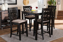 Helsa Sand Fabric Upholstered and Espresso Brown 5-Piece Pub Dining Set Baxton