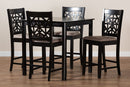 Helsa Sand Fabric Upholstered and Espresso Brown 5-Piece Pub Dining Set Baxton