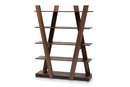 Rava Walnut Brown Finished 5-Tier Wood Geometric Living Room Display Shelf Baxton