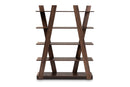 Rava Walnut Brown Finished 5-Tier Wood Geometric Living Room Display Shelf Baxton