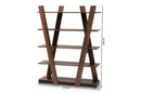 Rava Walnut Brown Finished 5-Tier Wood Geometric Living Room Display Shelf Baxton