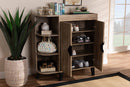 Ancel Rustic Oak 2-Door Shoe Storage Cabinet w/Open Shelves Baxton