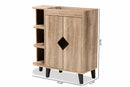 Ancel Rustic Oak 2-Door Shoe Storage Cabinet w/Open Shelves Baxton
