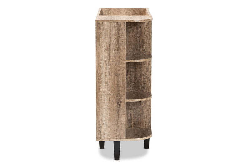 Ancel Modern and Contemporary Rustic Oak Finished Wood 2-Door Shoe Storage Cabinet w/Open Shelves