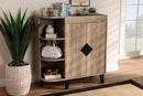 Ancel Rustic Oak 2-Door Shoe Storage Cabinet w/Open Shelves Baxton