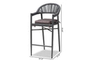 Sumner Gray Finished Rope and Metal Outdoor Bar Stool Baxton
