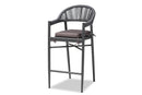 Sumner Gray Finished Rope and Metal Outdoor Bar Stool Baxton