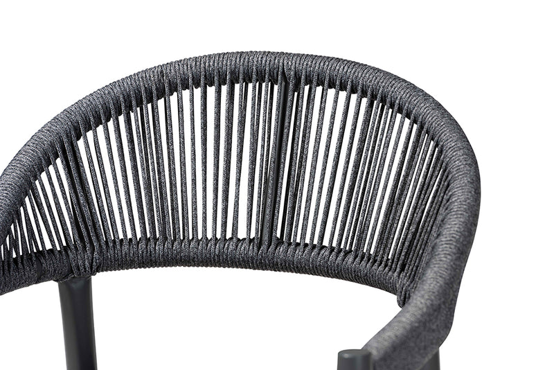 Sumner Modern and Contemporary Gray Finished Rope and Metal Outdoor Bar Stool