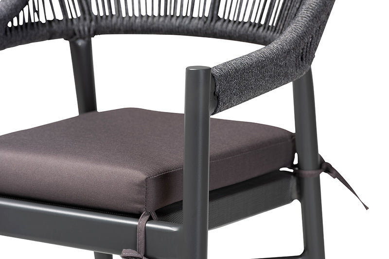 Sumner Modern and Contemporary Gray Finished Rope and Metal Outdoor Bar Stool