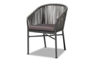 Louvain Gray Finished Rope and Metal Outdoor Dining Chair Baxton