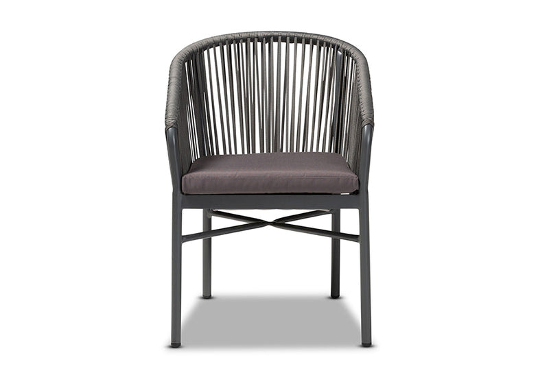 Louvain Gray Finished Rope and Metal Outdoor Dining Chair Baxton