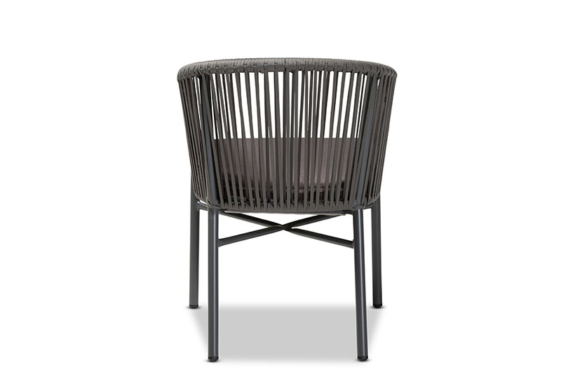 Louvain Modern and Contemporary Gray Finished Rope and Metal Outdoor Dining Chair