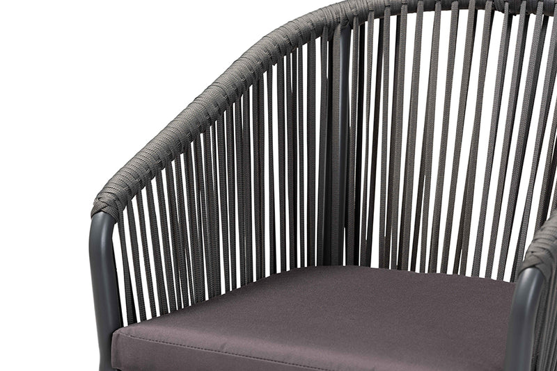 Louvain Modern and Contemporary Gray Finished Rope and Metal Outdoor Dining Chair