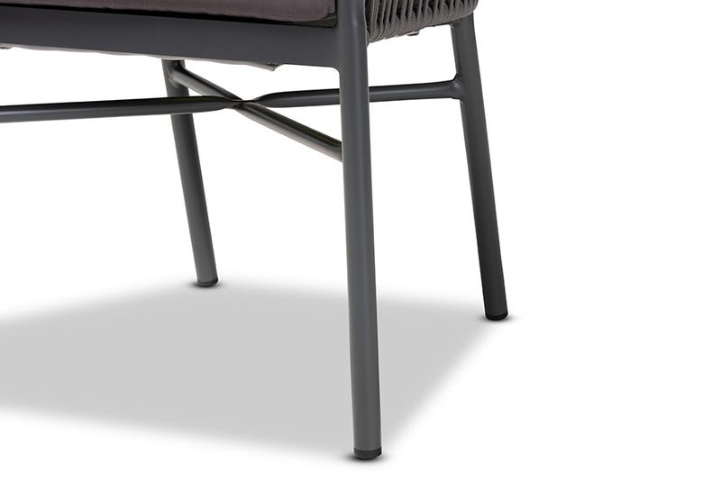 Louvain Modern and Contemporary Gray Finished Rope and Metal Outdoor Dining Chair