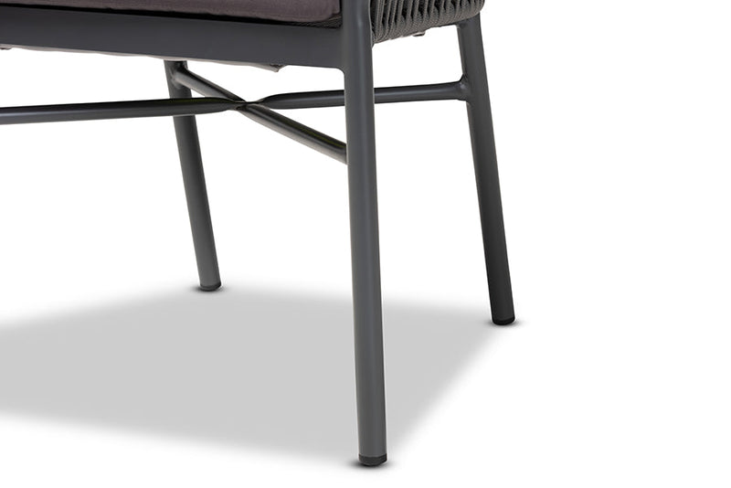 Louvain Gray Finished Rope and Metal Outdoor Dining Chair Baxton