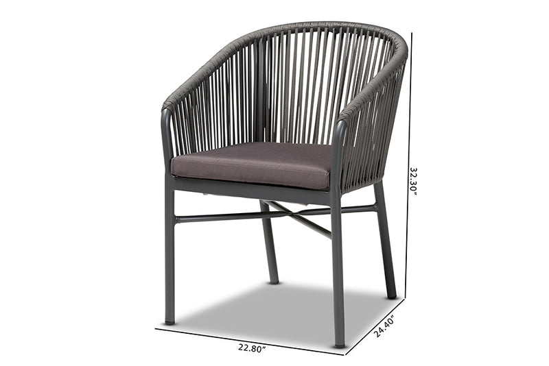 Louvain Modern and Contemporary Gray Finished Rope and Metal Outdoor Dining Chair