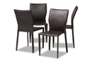 Garcelle Dark Brown Faux Leather Upholstered 4Pc Dining Chair Set Baxton