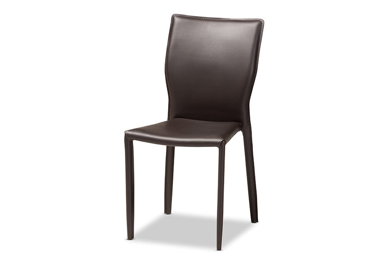 Garcelle Dark Brown Faux Leather Upholstered 4Pc Dining Chair Set Baxton