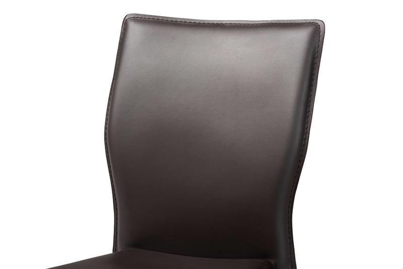 Garcelle Modern and Contemporary Dark Brown Faux Leather Upholstered 4-Piece Dining Chair Set