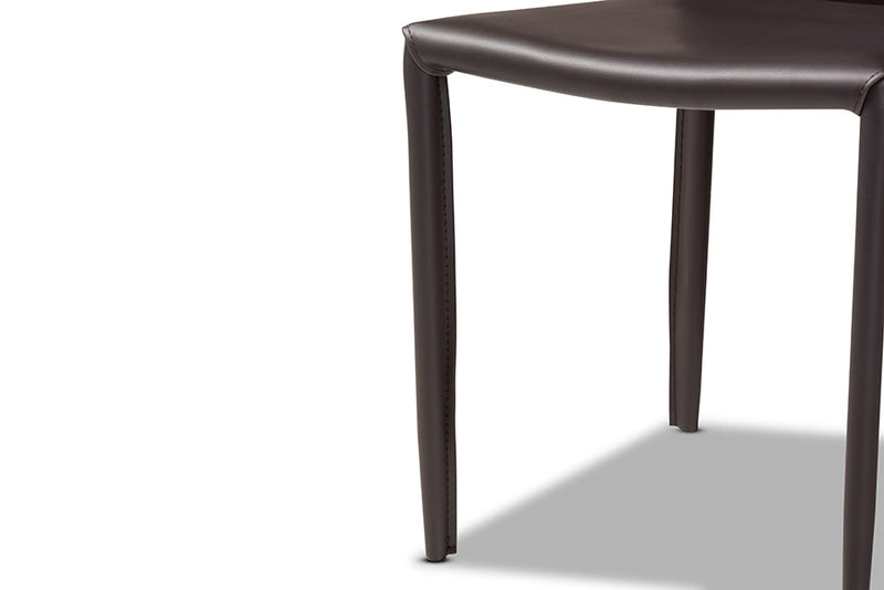 Garcelle Dark Brown Faux Leather Upholstered 4Pc Dining Chair Set Baxton