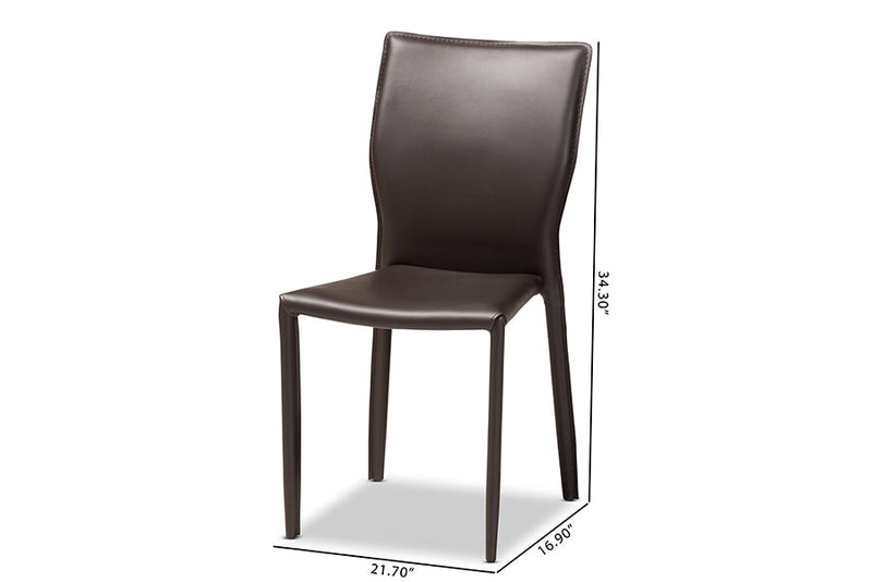 Garcelle Dark Brown Faux Leather Upholstered 4Pc Dining Chair Set Baxton