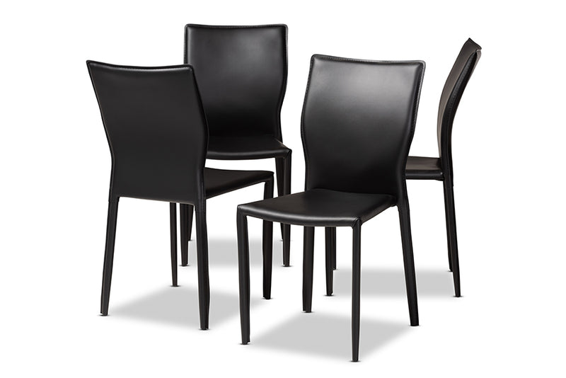 Garcelle Modern and Contemporary Black Faux Leather Upholstered 4-Piece Dining Chair Set