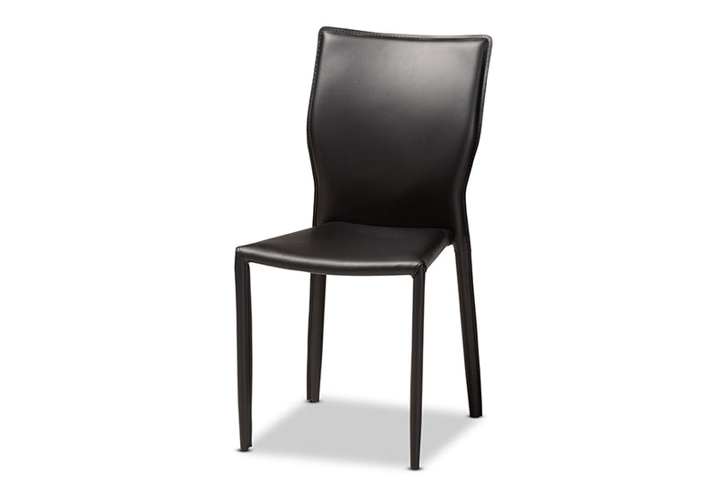 Garcelle Modern and Contemporary Black Faux Leather Upholstered 4-Piece Dining Chair Set