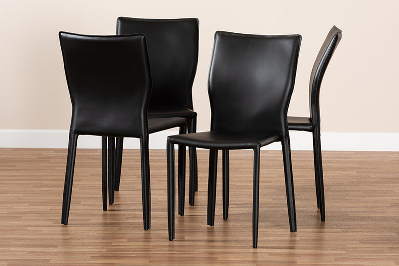 Garcelle Modern and Contemporary Black Faux Leather Upholstered 4-Piece Dining Chair Set