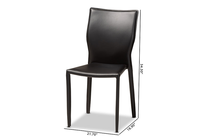 Garcelle Modern and Contemporary Black Faux Leather Upholstered 4-Piece Dining Chair Set