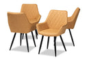 Macaria Tan Faux Leather Upholstered and Black Metal 4Pc Dining Chair Set Baxton