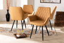 Macaria Tan Faux Leather Upholstered and Black Metal 4Pc Dining Chair Set Baxton