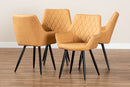 Macaria Tan Faux Leather Upholstered and Black Metal 4Pc Dining Chair Set Baxton