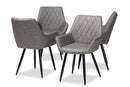 Macaria Gray Faux Leather Upholstered and Black Metal 4Pc Dining Chair Set Baxton