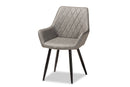 Macaria Gray Faux Leather Upholstered and Black Metal 4Pc Dining Chair Set Baxton