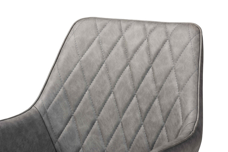 Macaria Gray Faux Leather Upholstered and Black Metal 4Pc Dining Chair Set Baxton