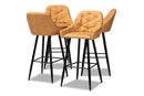 Caprice Tan Faux Leather Upholstered and Black Metal 4Pc Bar Stool Set Baxton